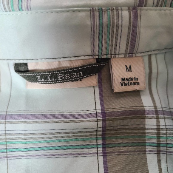 LL Bean Blue Gray Purple Plaid Everyday SunSmart® Woven Shirt Long-Sleeve - Picture 4 of 7